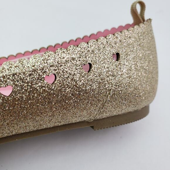 Carters Ellaria Girls Size 13 Gold Glitter Slip On Casual Ballet Flats Shoes - Picture 8 of 8